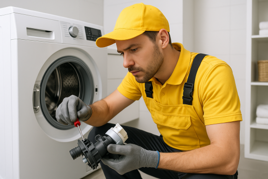 20251029_1752_Technician Repairing Washing Machine_simple_compose_01k8r75q8sexkt5agmc6bwe4x8